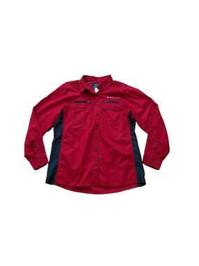 Delta Airlines Lands’ End Red Ramp Button Up Vented Long Sleeve Shirt Women’s L